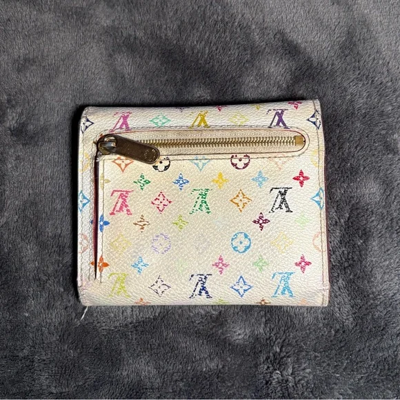 Louis Vuitton x Takashi Murakami Monogram Multicolore Joey Wallet White Litchi - Picture 3 of 11